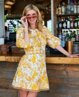 Zimmermann Postcard Mini Dress in Swirl Floral Yellow AU12 (22:05) for rent on The Volte - image 2