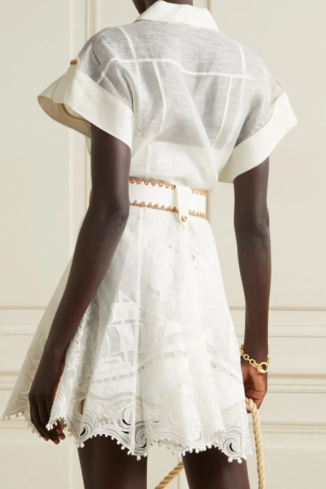 Zimmermann Postcard Belted Mini Dress Ivory Size 2/ AU 12 for rent on The Volte - main image