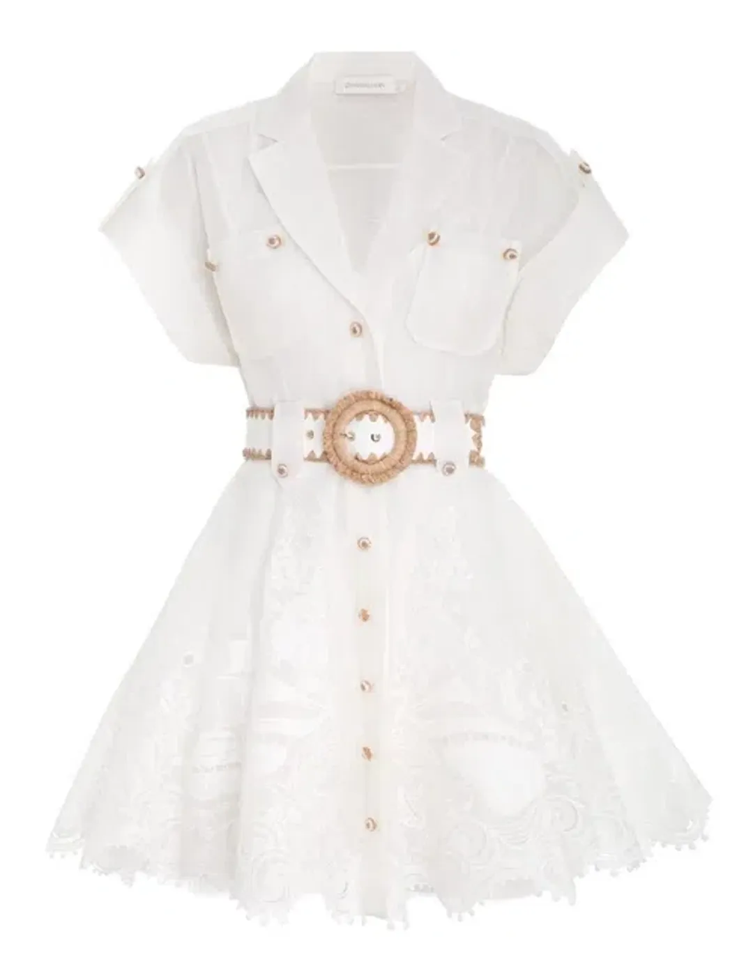 Zimmermann Postcard Belted Mini Dress Ivory Size 2/ AU 12 for rent on The Volte - main image