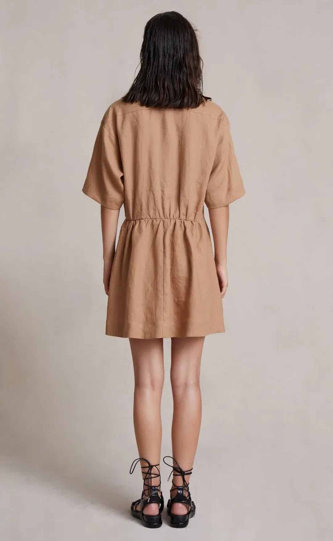 Bec & Bridge Alamos Mini Dress Camel Size 8 for rent on The Volte - main image