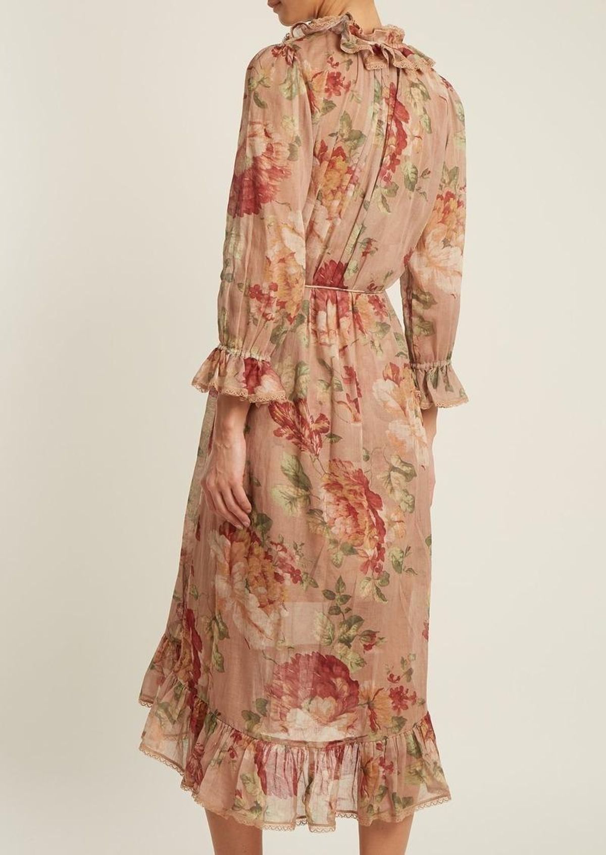 Zimmermann Corsair Ruffle Cotton Midi Dress Floral Size 8 - Image 2