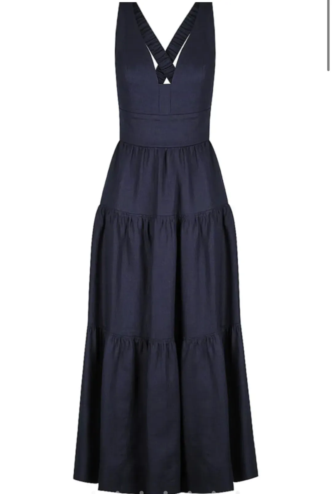 Shona Joy LIGIA LINEN PLUNGED CROSS BACK MIDI DRESS - NAVY for rent on The Volte - main image
