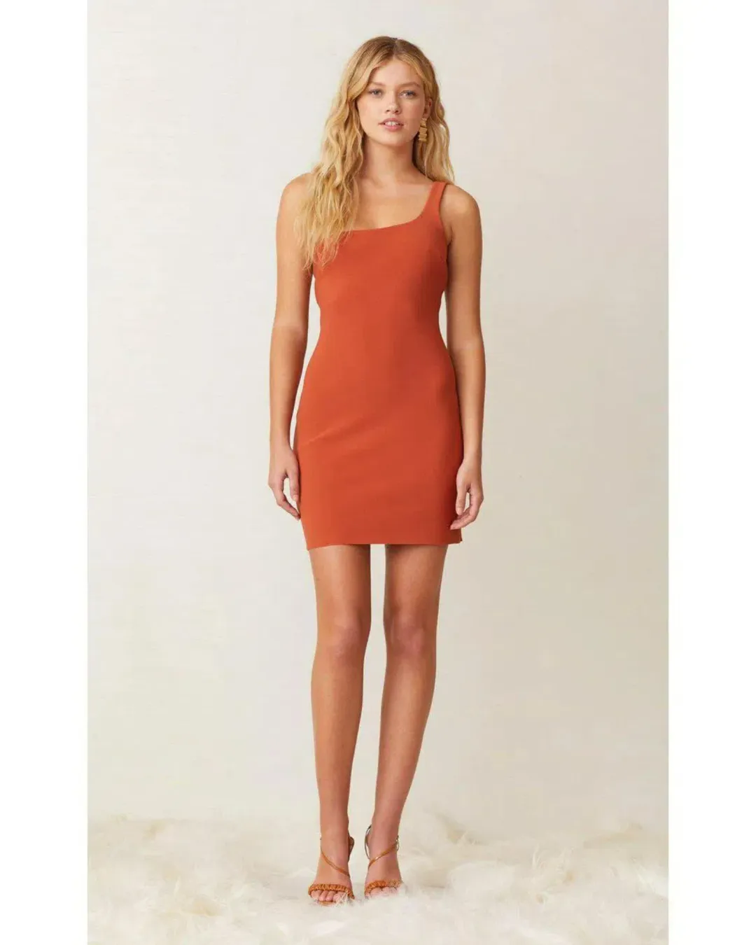 Bec & Bridge Ruby Asymmetric Mini Dress Rust Size AU 10 for rent on The Volte - main image