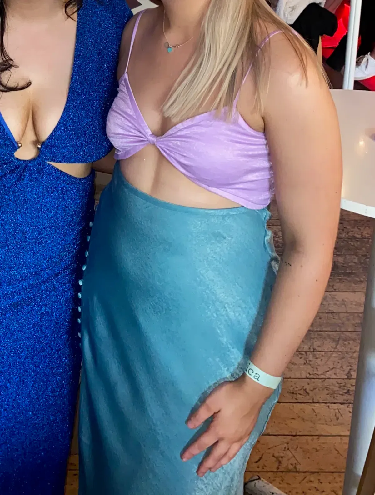 San Sloane Alona Midi Dress Purple Blue Size 10 - Image 4