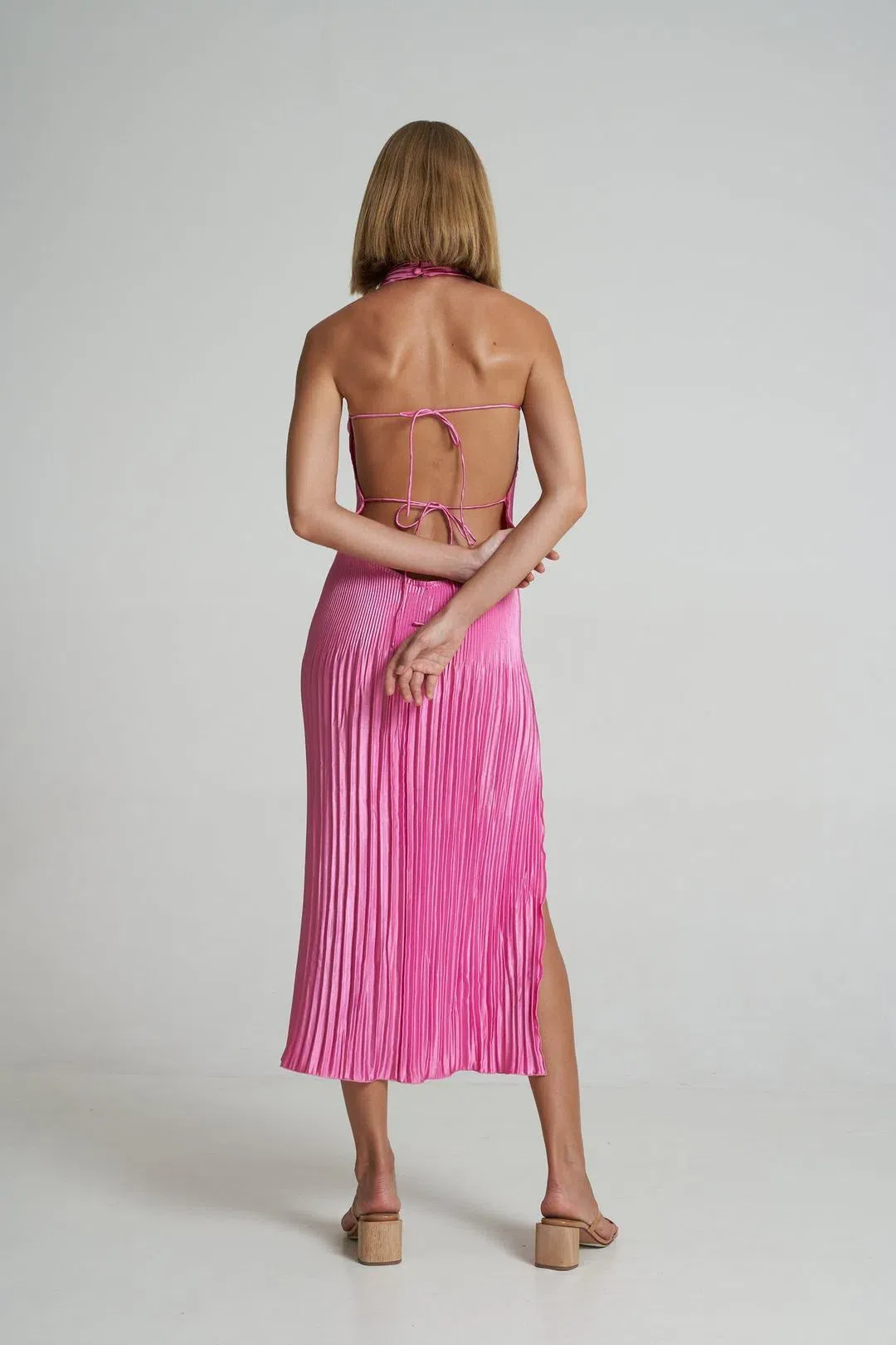 Lidee Soiree Halter Midi Dress in Hot Pink Size 8 for rent on The Volte - main image