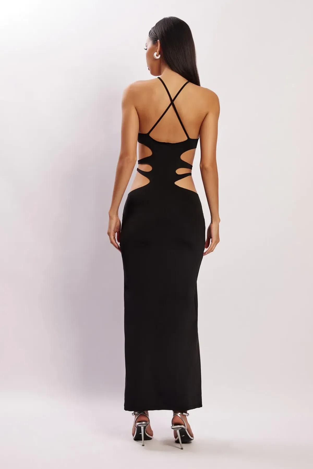 Meshki Eden Halter Strappy Cutout Maxi Dress Black Size S - Image 2