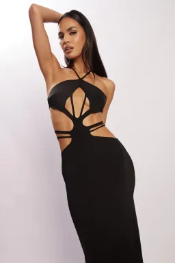 Meshki Eden Halter Strappy Cutout Maxi Dress Black Size S for rent on The Volte - image 4