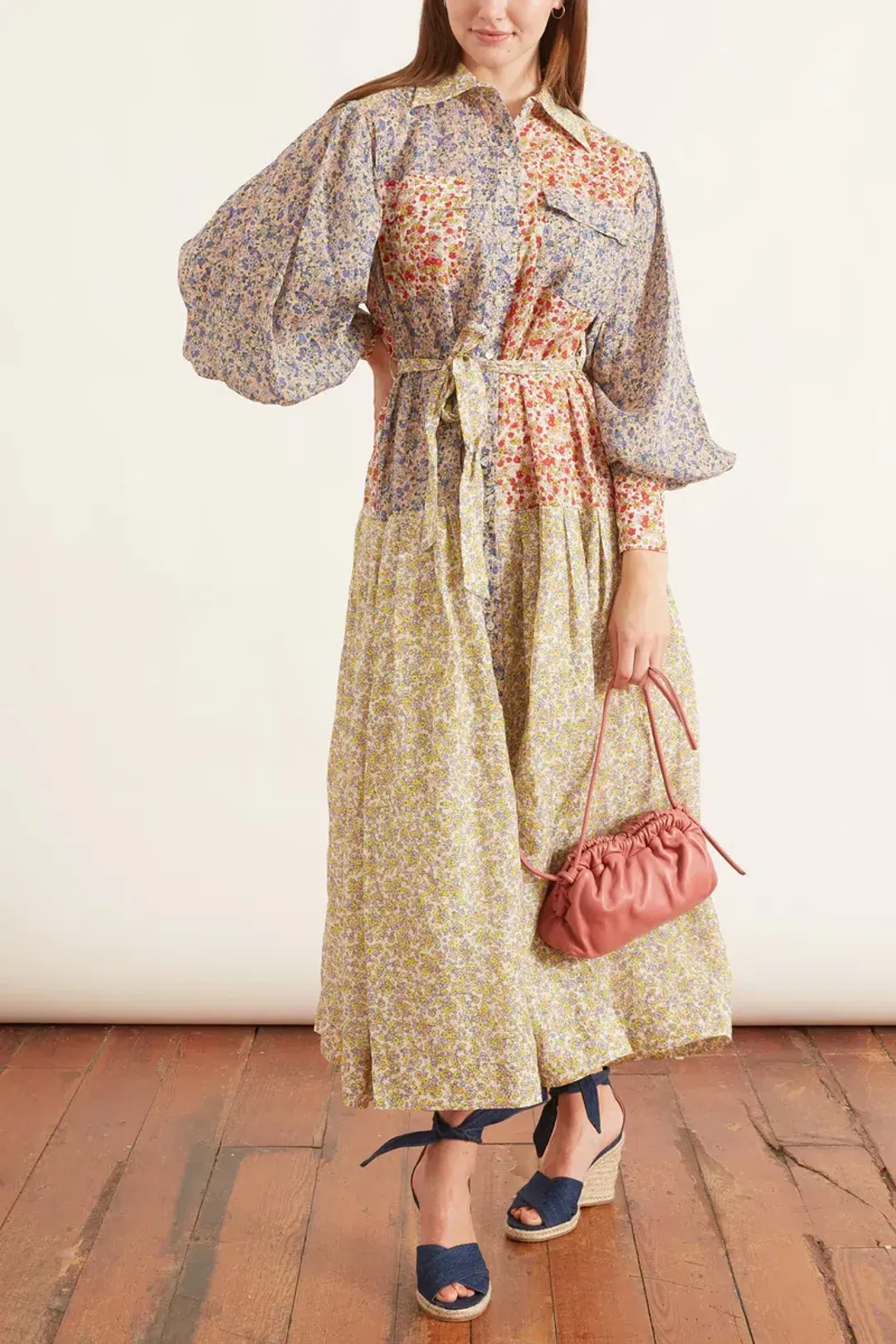 Alemais Lucia Patchwork Shirt Dress Print Size 10 for rent on The Volte - main image