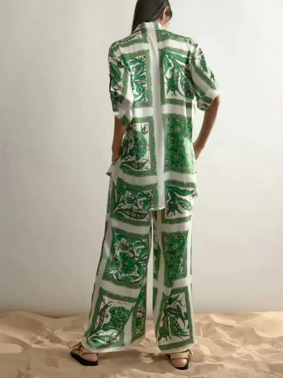 Alemais Lucille Lounge Shirt and Pants Set Print Size AU 6 for rent on The Volte - main image