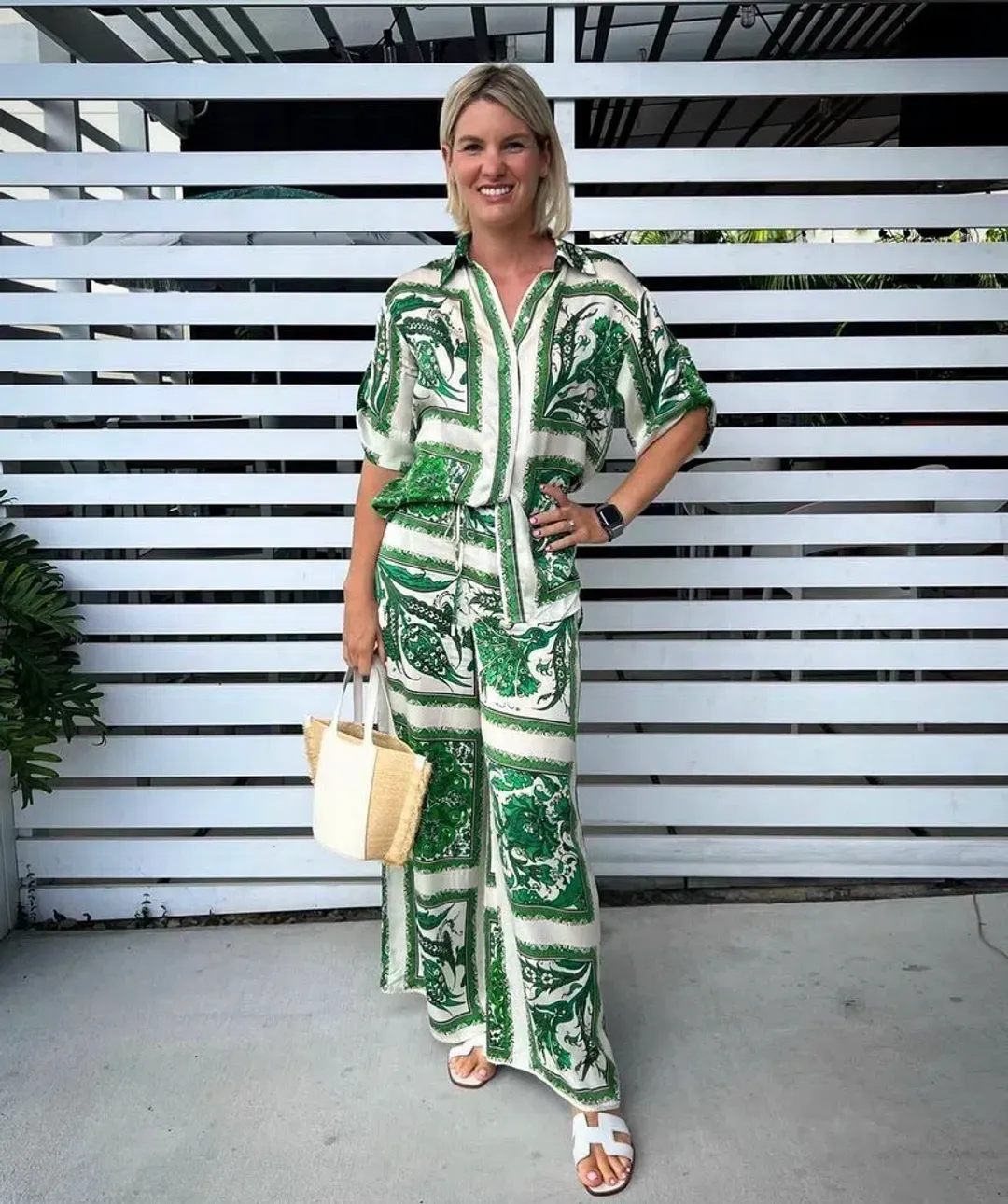 Alemais Lucille Lounge Shirt and Pants Set Print Size AU 6 for rent on The Volte - main image