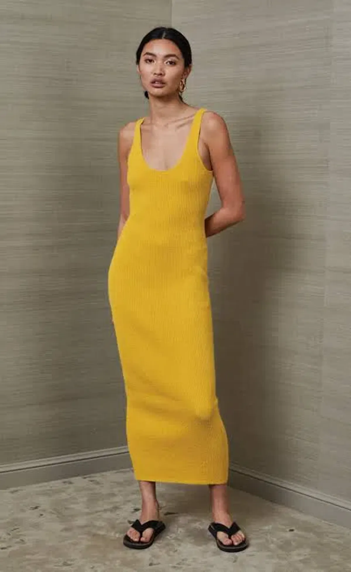 Bec & Bridge Bowie Sleeveless Knit Midi Dress Yellow Size 8 for rent on The Volte - main image