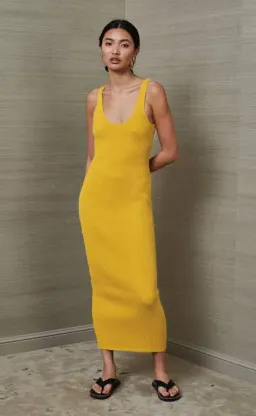 Bec & Bridge Bowie Sleeveless Knit Midi Dress Yellow Size 8 for rent on The Volte - image 1