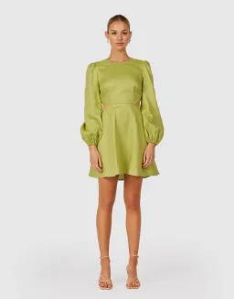 The Wolf Gang Safi Linen Cut Out Dress in Pistachio Green Size XXS for rent on The Volte - image 1