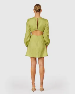 The Wolf Gang Safi Linen Cut Out Dress in Pistachio Green Size XXS for rent on The Volte - image 2