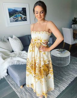 Zimmermann Aliane Scallop Midi Dress Amber Floral Size 8 for rent on The Volte - image 1