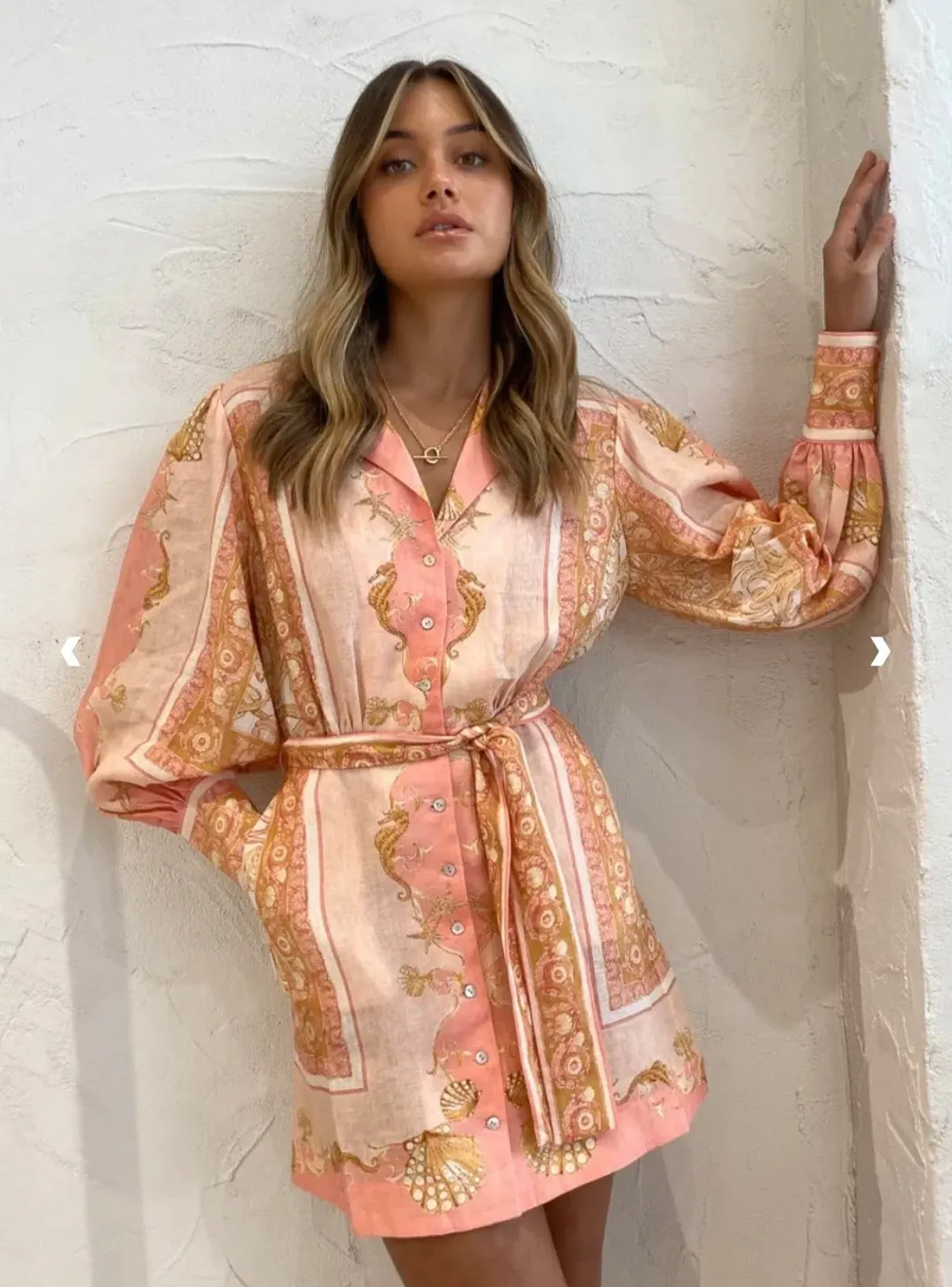 Alemais Ursula Mini Shirtdress Pink/Print Size 6 for rent on The Volte - main image
