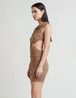 Bec and Bridge Vixen Mini Dress Brown Size 8 for rent on The Volte - image 3