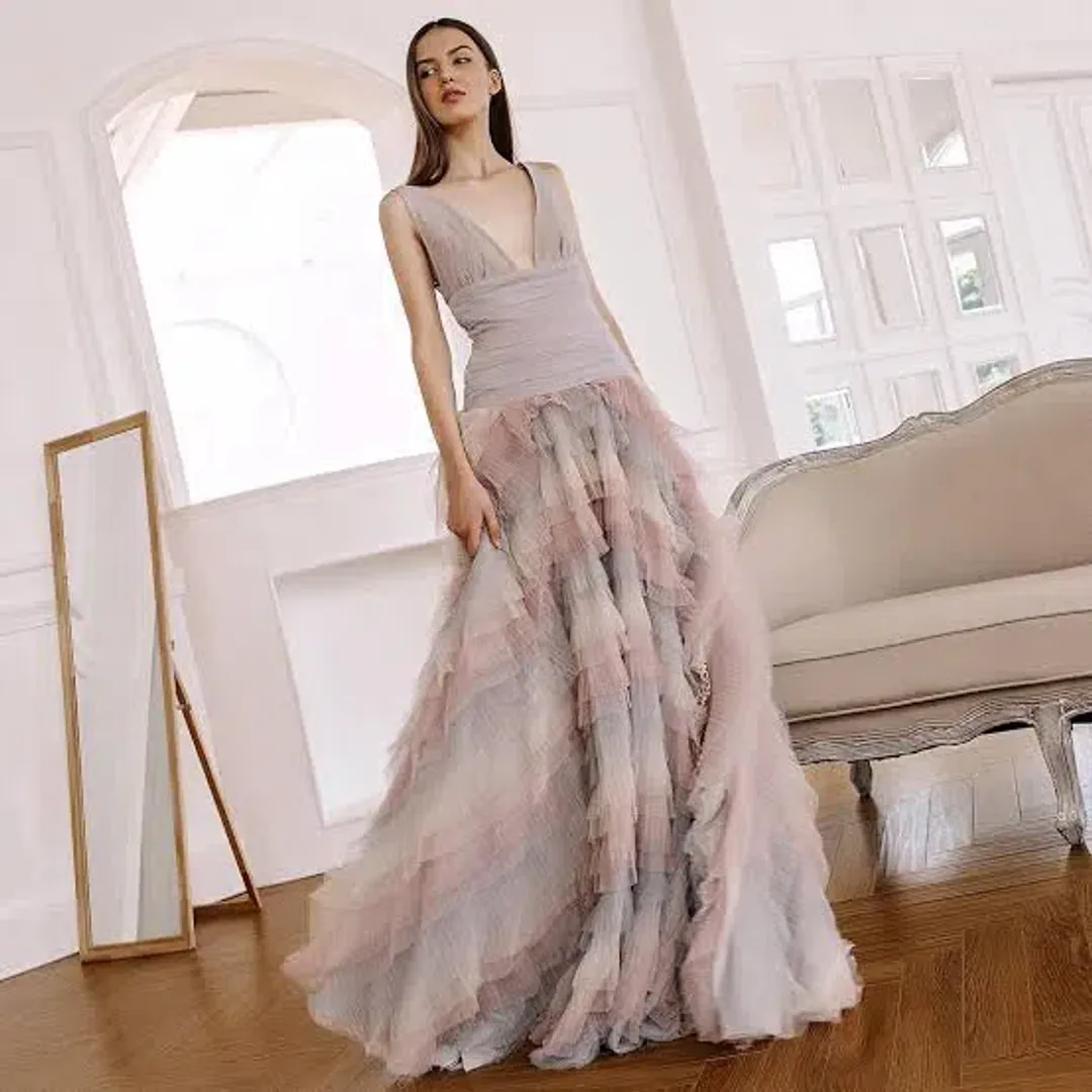 Bronx and Banco Amelia Ruffle Dress Multi Size 6 for rent on The Volte - main image