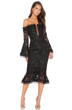 Nicholas Botanical Lace Cocktail Dress Black Size 6 for rent on The Volte - image 1