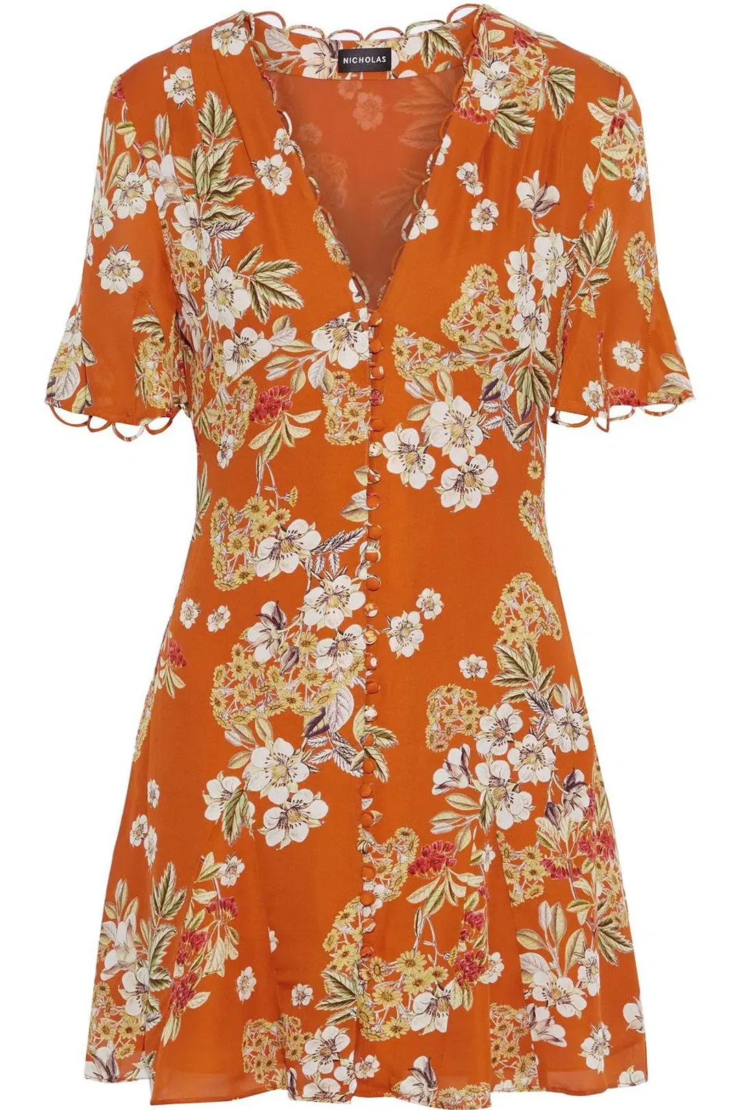 Nicholas Godet Mini Dress Orange Floral Size 12 for rent on The Volte - main image