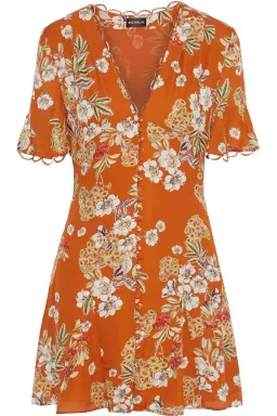 Nicholas Godet Mini Dress Orange Floral Size 12 for rent on The Volte - image 4