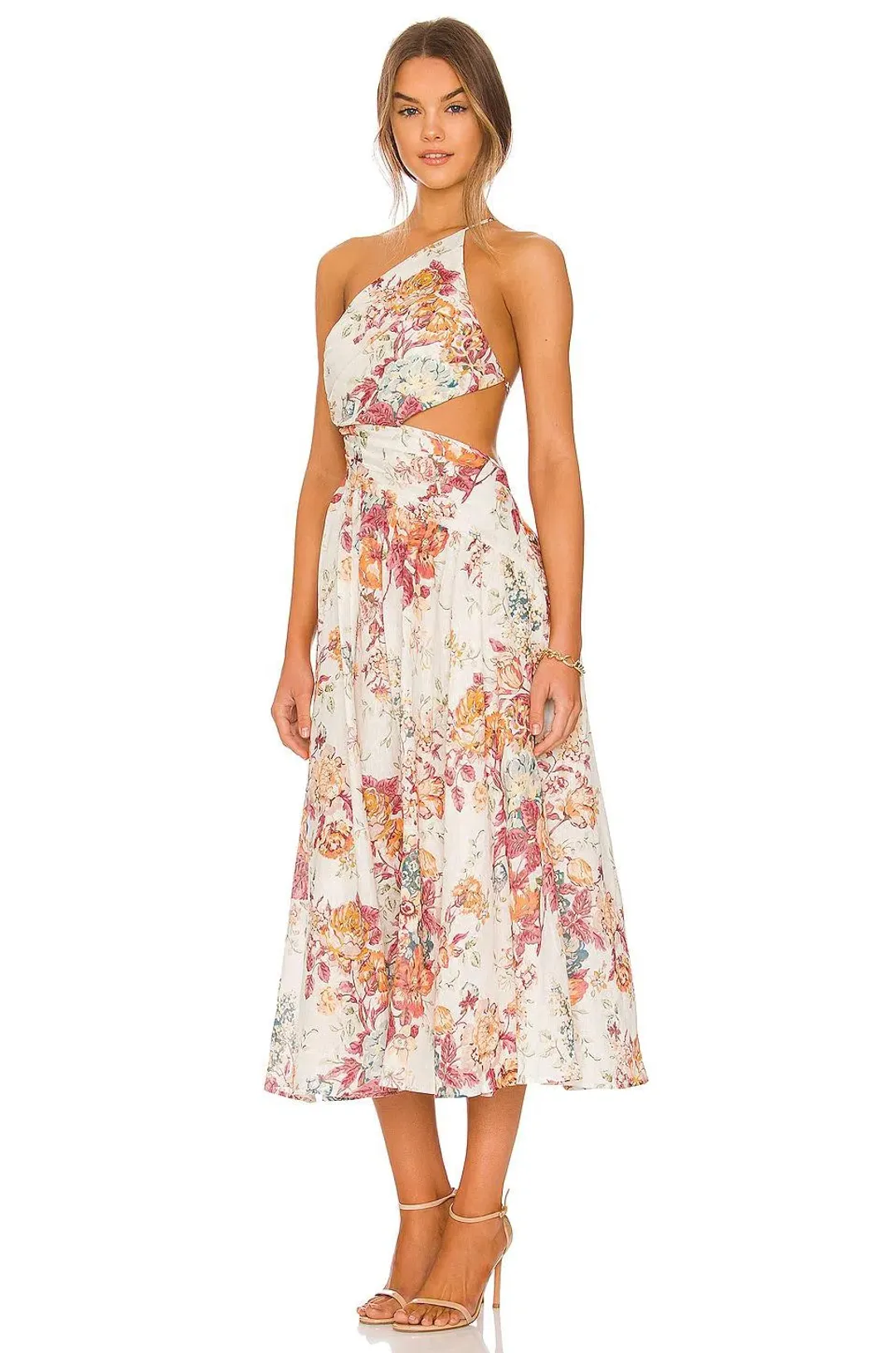 Zimmermann Pattie Asymmetric Dress Cream Floral Print Size 0P/Au 6 for rent on The Volte - main image