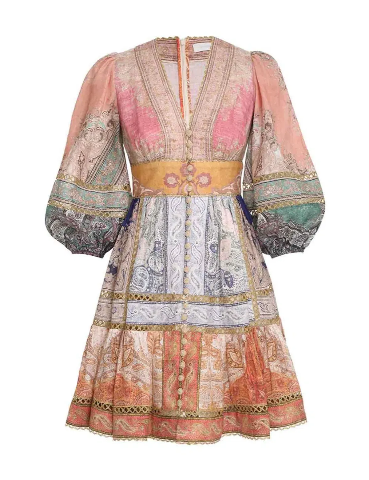 Zimmermann Anneke Lantern Mini Dress Print Size 0 /Au 8 - Image 2