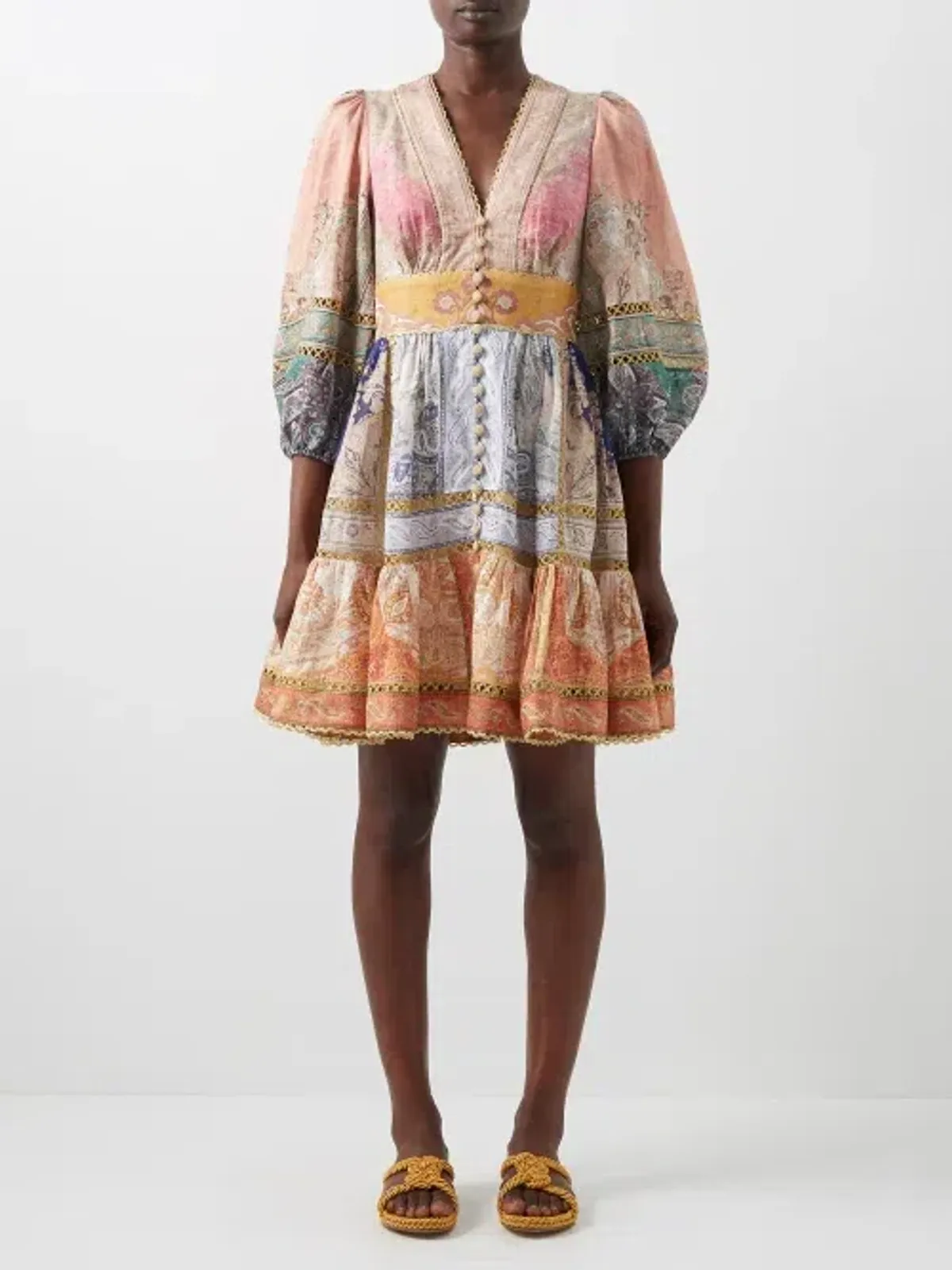 Zimmermann Anneke Lantern Mini Dress Print Size 0 /Au 8 - Image 1