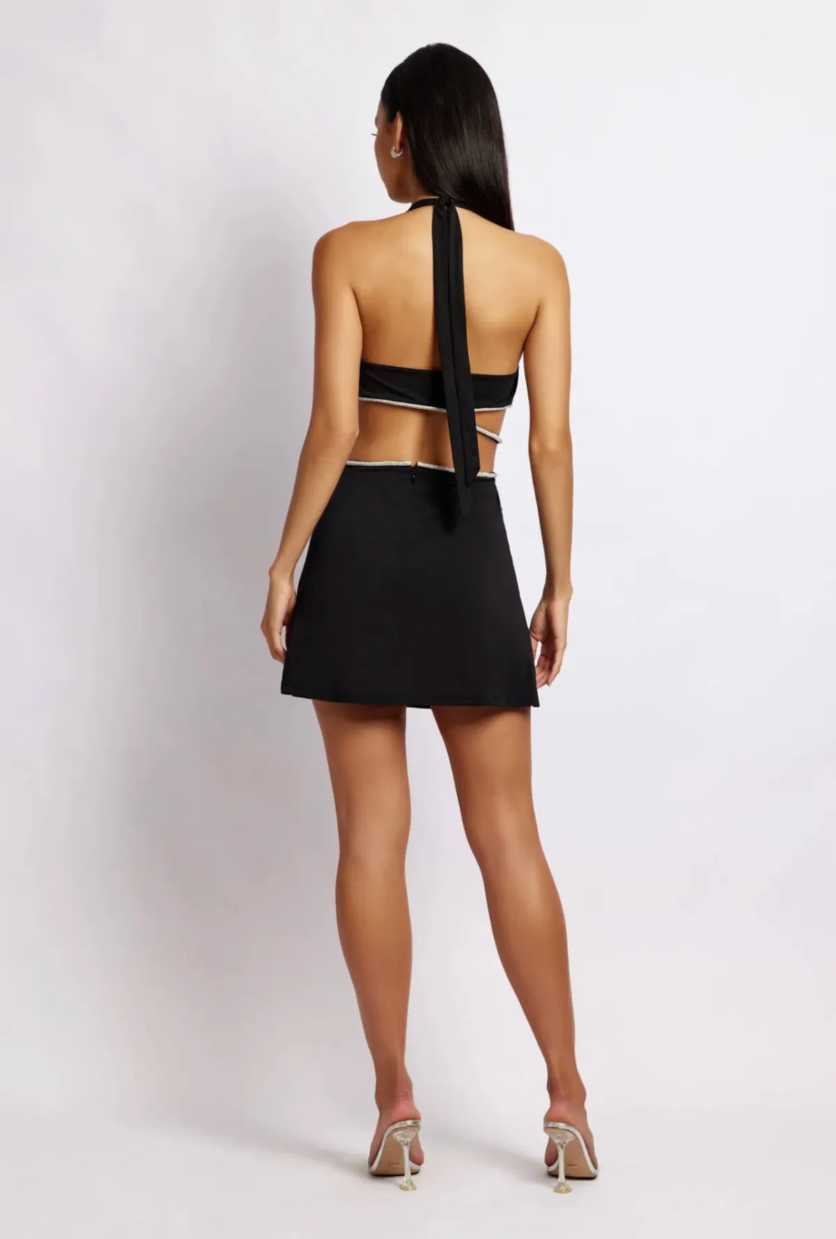 Meshki Nicha Halter Mini Dress With Cut Outs Black Size 6 - Image 2