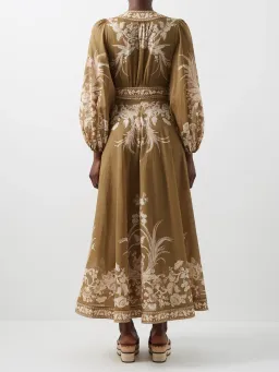 Zimmermann Anneke Avian print Cotton Voile Wrap Dress Brown Size 12 for rent on The Volte - image 2