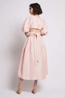 Aje Mimosa Cut Out Midi Dress Pink Size 4 for rent on The Volte - image 2