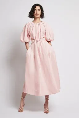 Aje Mimosa Cut Out Midi Dress Pink Size 4 for rent on The Volte - image 1