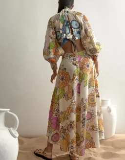 Alemais Farrah Cut Out Midi Dress Print Size 12 for rent on The Volte - image 4