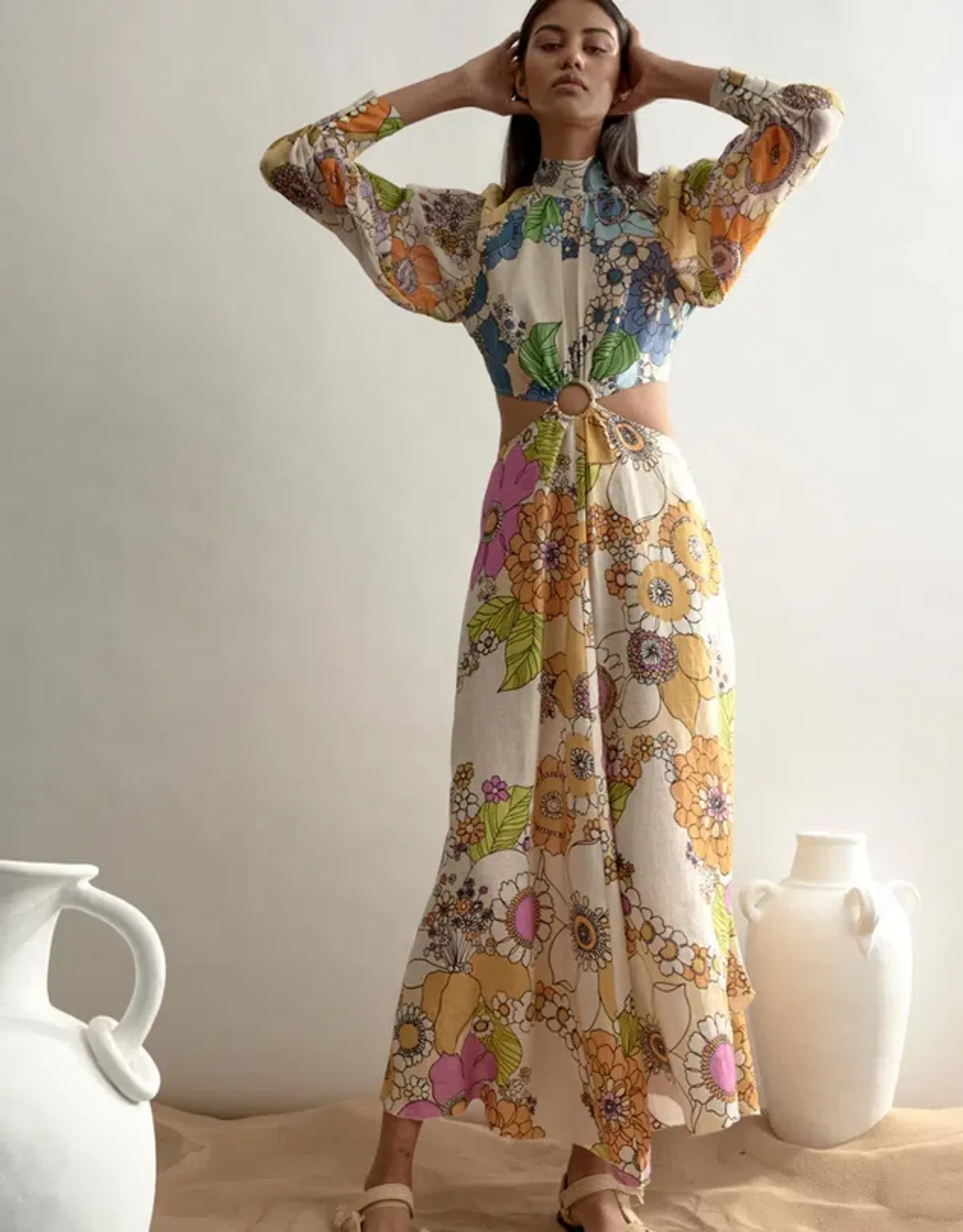 Alemais Farrah Cut Out Midi Dress Print Size 12 - Image 2