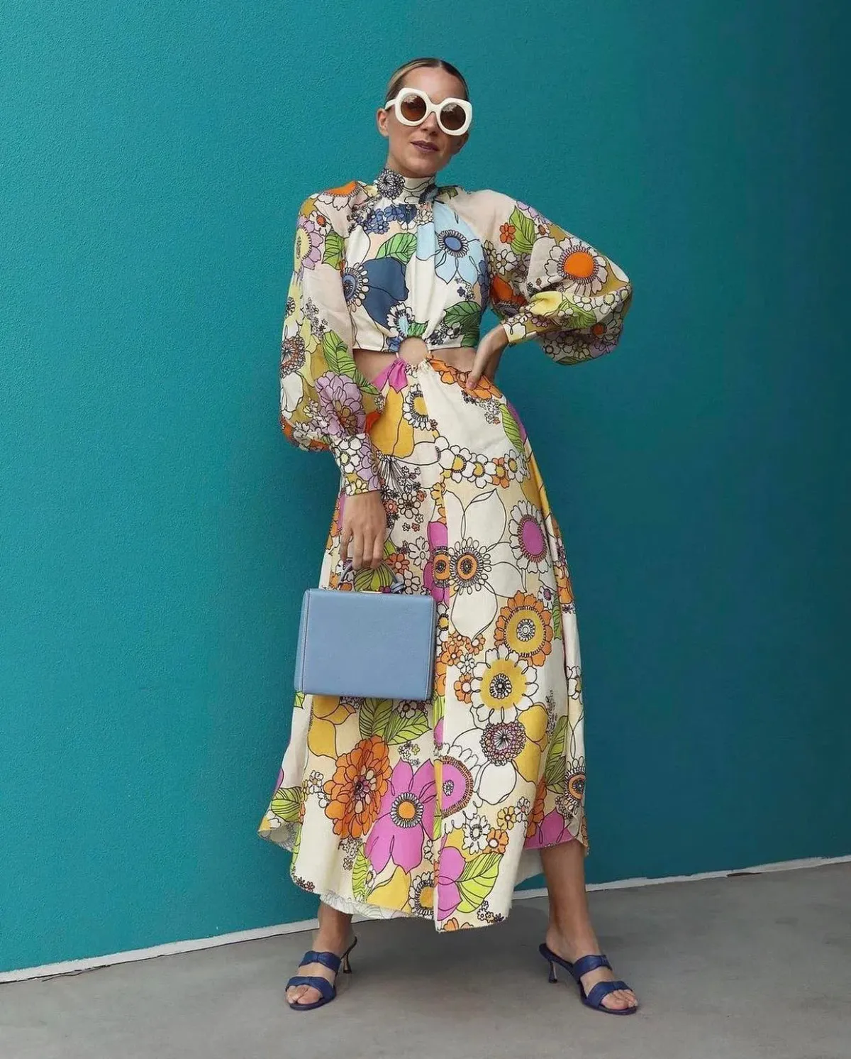 Alemais Farrah Cut Out Midi Dress Print Size 12 for rent on The Volte - main image