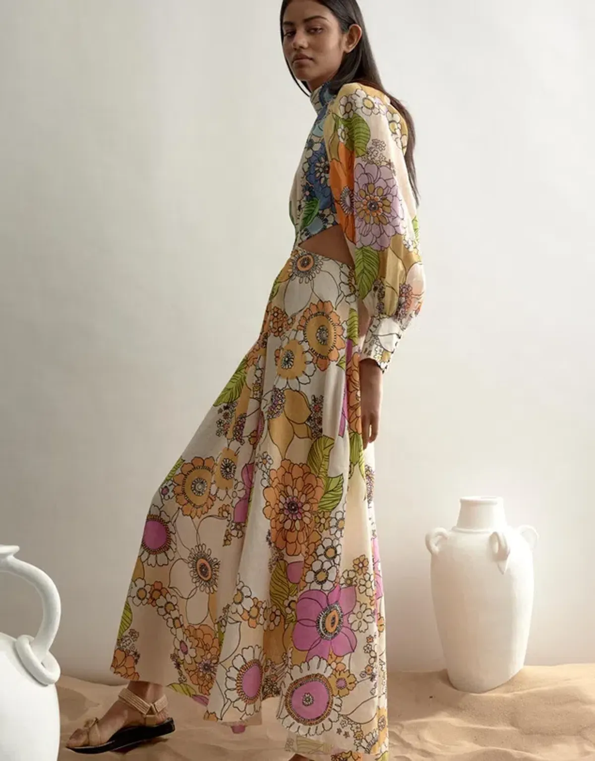 Alemais Farrah Cut Out Midi Dress Print Size 12 - Image 3