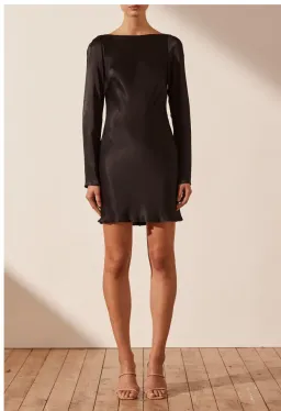 Shona Joy La Lune Long Sleeve Backless Mini Dress Black Size 14 for rent on The Volte - image 1
