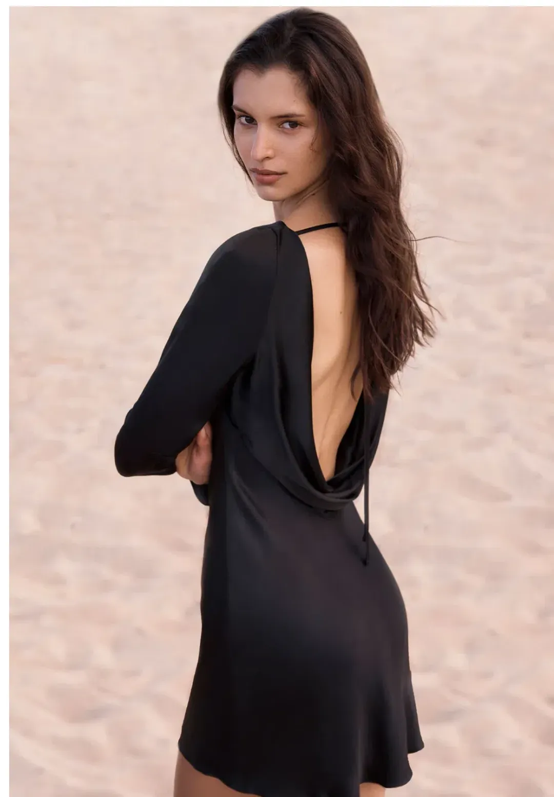 Shona Joy La Lune Long Sleeve Backless Mini Dress Black Size 14 for rent on The Volte - main image