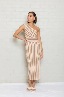 Opal Striped One Shoulder Knit Dress Multi Size M for rent on The Volte - image 1