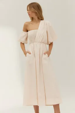 Sovere Delay Midi Dress Oyster Pink Size 8 for rent on The Volte - image 1