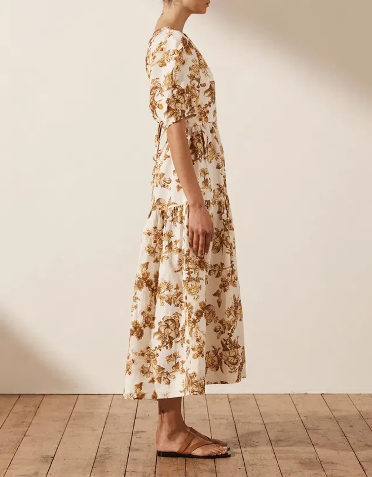 Shona Joy Follow Bella Short Sleeve Open Back Midi Dress Print Size 8 - Image 2