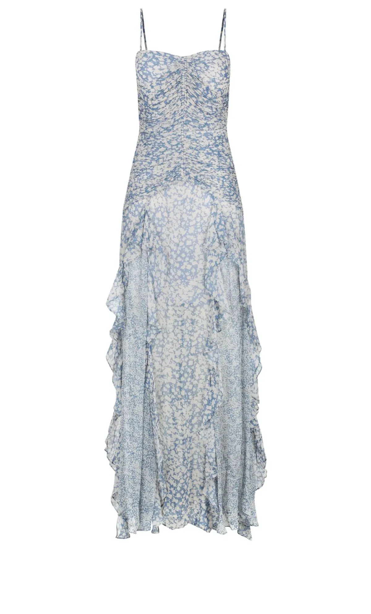Shona Joy Candice Ruched Frill Maxi Dress Print Size 8 - Image 3