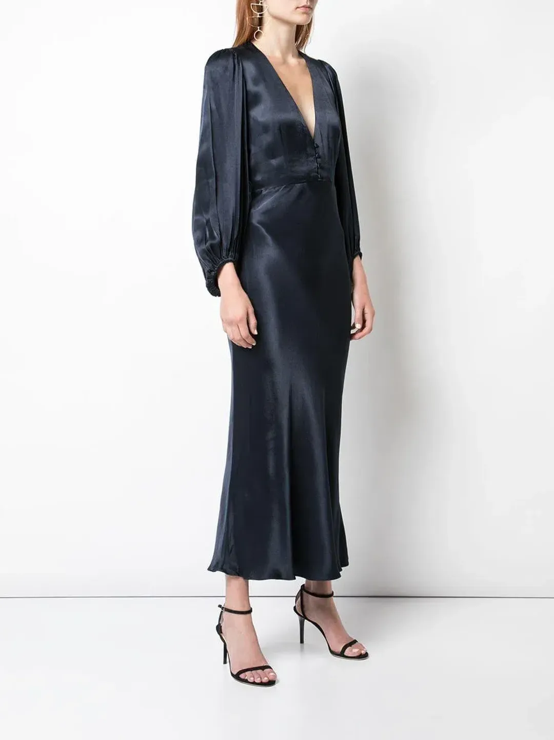 Shona Joy Morrison Longsleeve Bias Midi Dress Navy Size 10 for rent on The Volte - main image