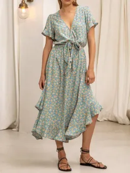 Kivari Nell Tie Front Midi Dress Ditsy Floral Size S for rent on The Volte - image 1