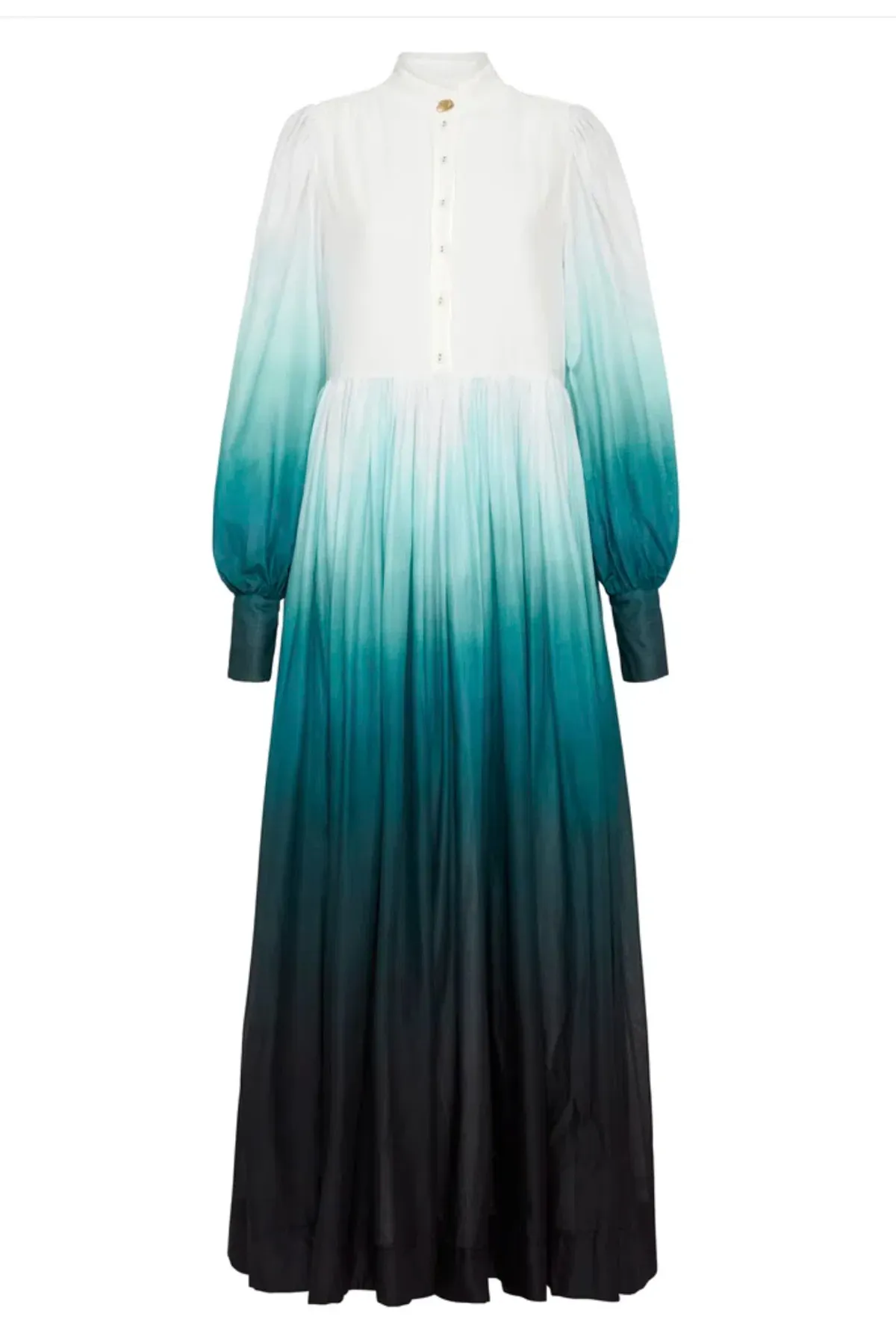 Aje Cosmos Long-sleeved Tiered Maxi Dress Teal Ombre Size AU 6 - Image 3