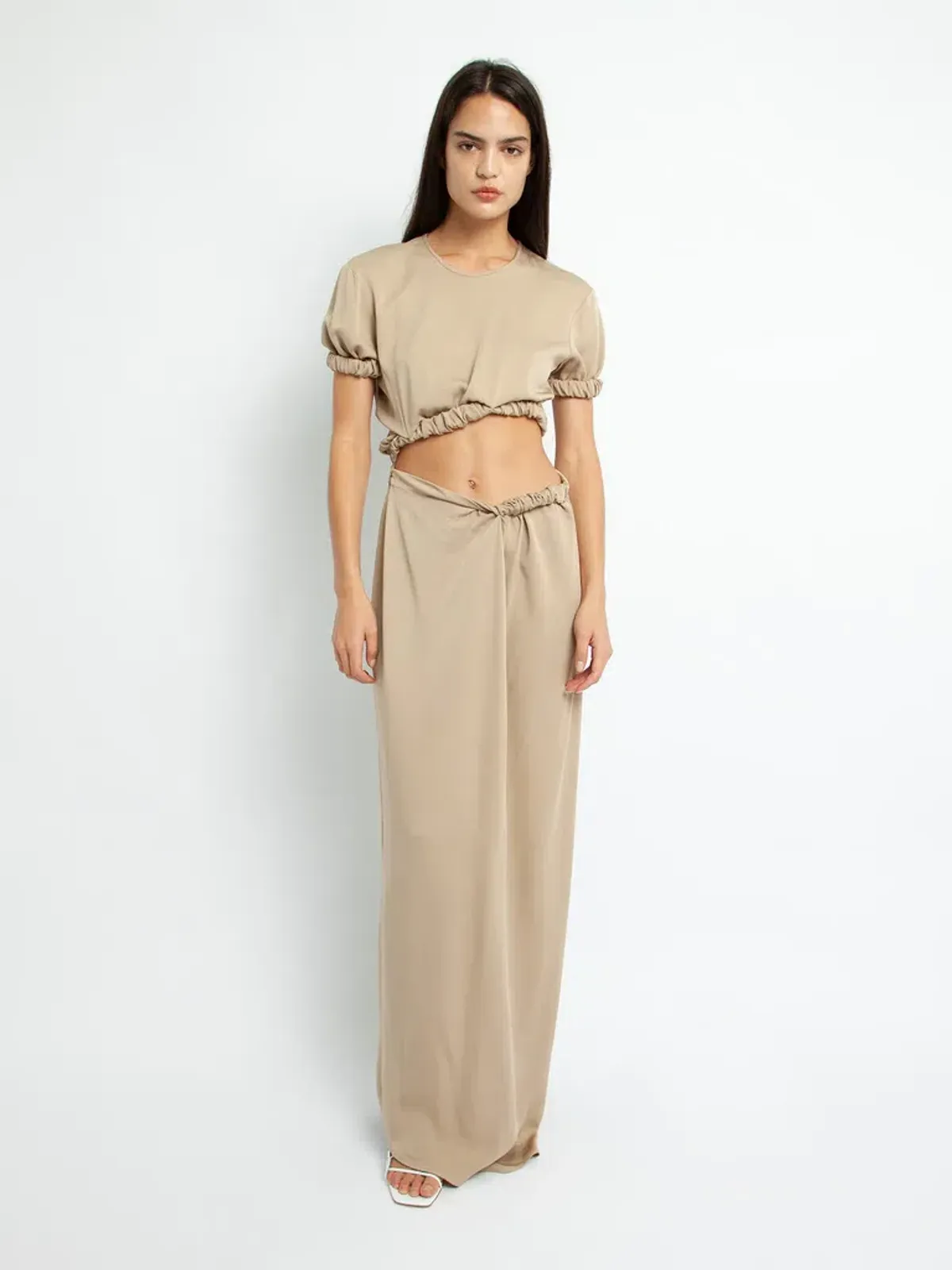 Christopher Esber Rolled Up Tee Dress Tan Brown Size 8 - Image 1