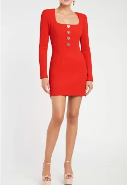 Rebecca Vallance Amanda Long Sleeve Mini Dress Red Size 6 for rent on The Volte - image 1