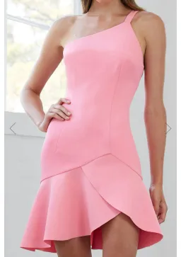 By Johnny Aaymmetric Tulip Mini Dress Pink Size 6 for rent on The Volte - image 2