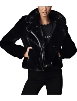 Ena Pelly Classic Faux Fur Jacket Black Size 6 for rent on The Volte - image 1