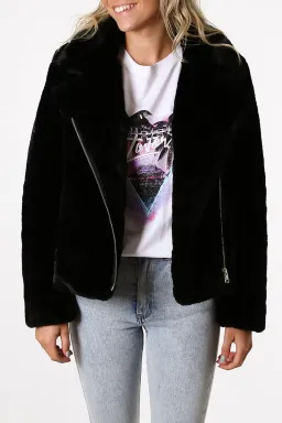 Ena Pelly Classic Faux Fur Jacket Black Size 6 for rent on The Volte - image 3
